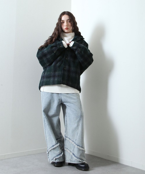 【セール】シャギー チェック オーバーサイズ ブルゾン（ブルゾン）｜Nilway（ニルウェイ）
