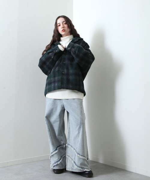 【セール】シャギー チェック オーバーサイズ ブルゾン（ブルゾン）｜Nilway（ニルウェイ）