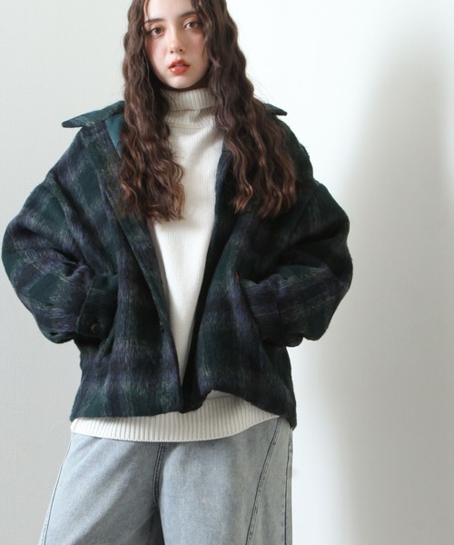 【セール】シャギー チェック オーバーサイズ ブルゾン（ブルゾン）｜Nilway（ニルウェイ）