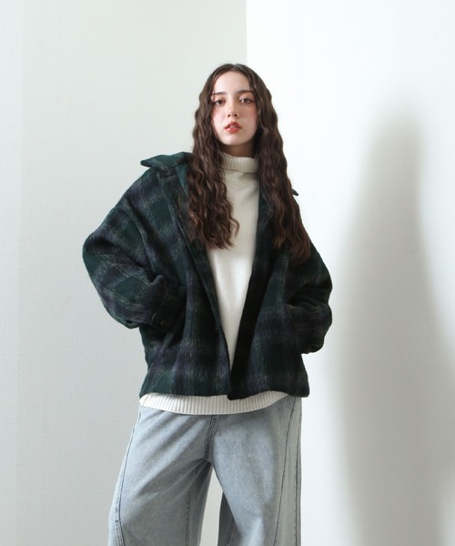 【セール】シャギー チェック オーバーサイズ ブルゾン（ブルゾン）｜Nilway（ニルウェイ）