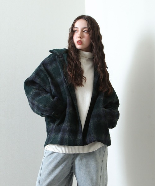 【セール】シャギー チェック オーバーサイズ ブルゾン（ブルゾン）｜Nilway（ニルウェイ）