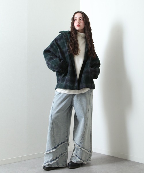 【セール】シャギー チェック オーバーサイズ ブルゾン（ブルゾン）｜Nilway（ニルウェイ）