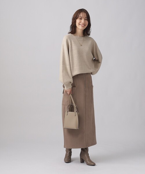 SHOO・LA・RUE(シューラルー)の「◆【体型カバー】上品な抜け感 ぽわん袖 ラメニット(ニット/セーター・レディース・ピンク系/ネイビー/グリーン系/ベージュ・00)」の8枚目の写真