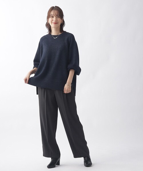 SHOO・LA・RUE(シューラルー)の「◆【体型カバー】上品な抜け感 ぽわん袖 ラメニット(ニット/セーター・レディース・ピンク系/ネイビー/グリーン系/ベージュ・00)」の14枚目の写真