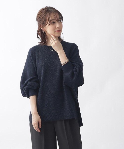 SHOO・LA・RUE(シューラルー)の「◆【体型カバー】上品な抜け感 ぽわん袖 ラメニット(ニット/セーター・レディース・ピンク系/ネイビー/グリーン系/ベージュ・00)」の15枚目の写真