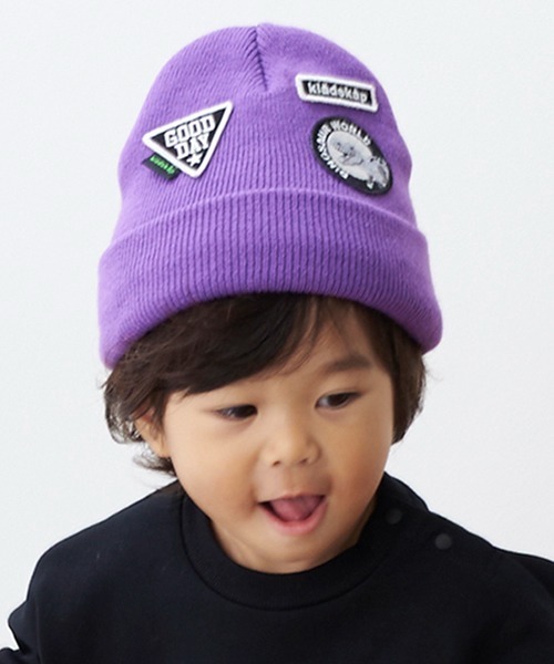 kladskap（クレードスコープ）の「いろいろワッペンニット帽（ニットキャップ/ビーニー・キッズ・ブラック/ブルー/パープル・FREE）」の3枚目の写真