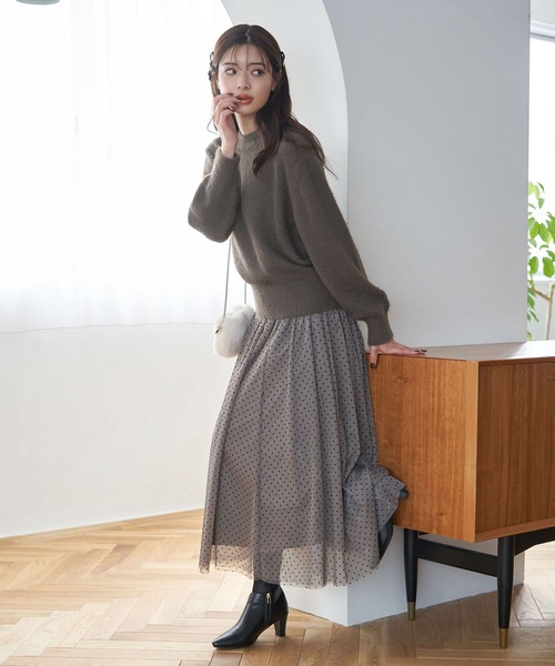 ROPE' PICNIC(ロペピクニック)の「シャギーニットプルオーバー(ニット/セーター・レディース・チャコールグレー/キナリ/ピンク系その他2/サックスブルー・38)」の5枚目の写真
