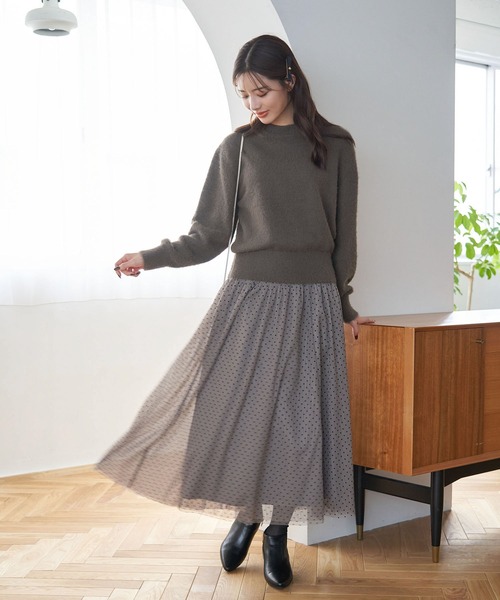 ROPE' PICNIC(ロペピクニック)の「シャギーニットプルオーバー(ニット/セーター・レディース・チャコールグレー/キナリ/ピンク系その他2/サックスブルー・38)」の6枚目の写真