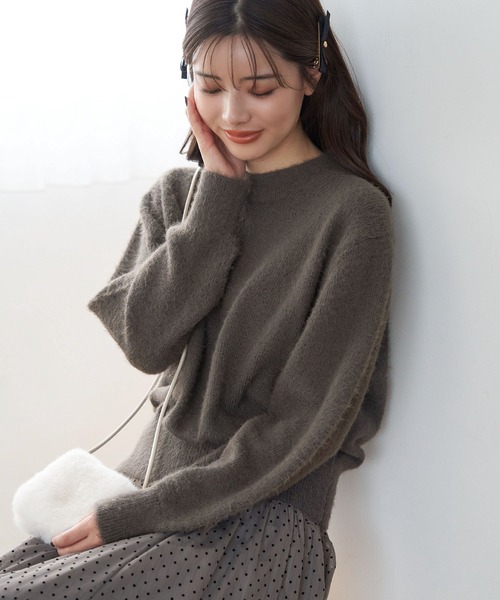 ROPE' PICNIC(ロペピクニック)の「シャギーニットプルオーバー(ニット/セーター・レディース・チャコールグレー/キナリ/ピンク系その他2/サックスブルー・38)」の7枚目の写真