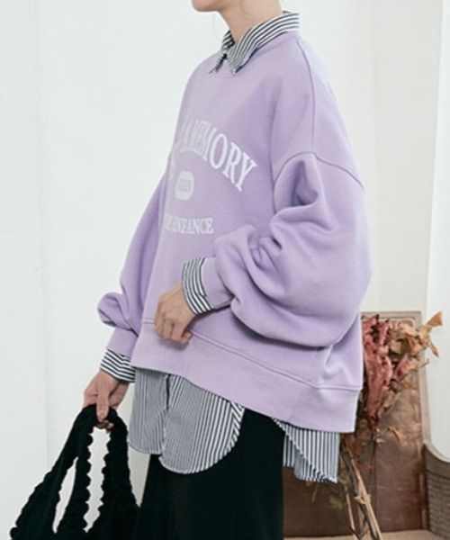 kirakiraShop（キラキラショップ）の「裏起毛コクーンロゴスウェット（スウェット・レディース・カーキ/ブラック/ベージュ/ラベンダー/グレー系その他/グレー系その他2/チャコール・FREE）」の7枚目の写真