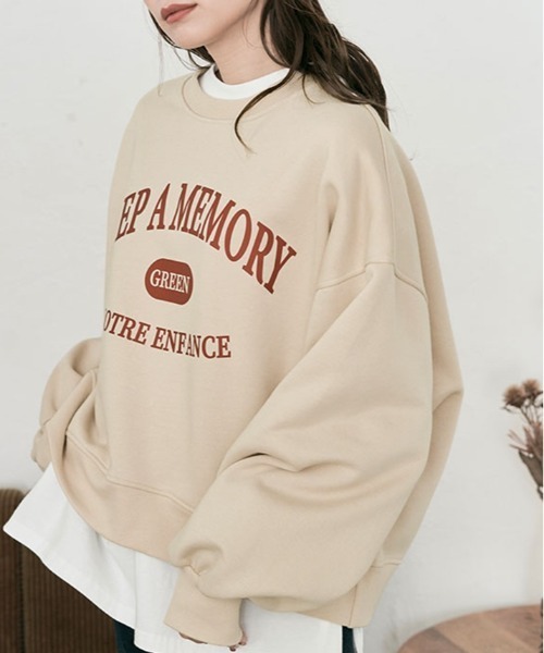 kirakiraShop（キラキラショップ）の「裏起毛コクーンロゴスウェット（スウェット・レディース・カーキ/ブラック/ベージュ/ラベンダー/グレー系その他/グレー系その他2/チャコール・FREE）」の5枚目の写真