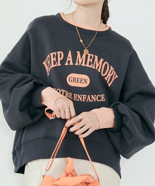 kirakiraShop（キラキラショップ）の「裏起毛コクーンロゴスウェット（スウェット・レディース・カーキ/ブラック/ベージュ/ラベンダー/グレー系その他/グレー系その他2/チャコール・FREE）」の3枚目の写真