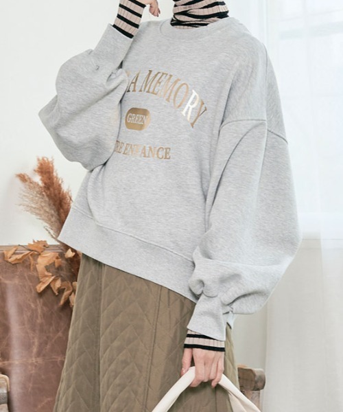 kirakiraShop（キラキラショップ）の「裏起毛コクーンロゴスウェット（スウェット・レディース・カーキ/ブラック/ベージュ/ラベンダー/グレー系その他/グレー系その他2/チャコール・FREE）」の4枚目の写真