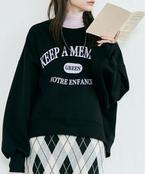 kirakiraShop（キラキラショップ）の「裏起毛コクーンロゴスウェット（スウェット・レディース・カーキ/ブラック/ベージュ/ラベンダー/グレー系その他/グレー系その他2/チャコール・FREE）」の9枚目の写真