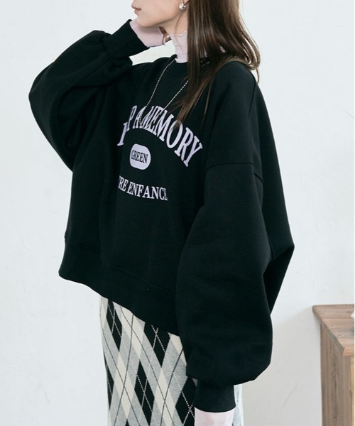 kirakiraShop（キラキラショップ）の「裏起毛コクーンロゴスウェット（スウェット・レディース・カーキ/ブラック/ベージュ/ラベンダー/グレー系その他/グレー系その他2/チャコール・FREE）」の12枚目の写真