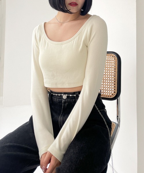 Heather（ヘザー）の「カップ付きバレエネックTEE  989248（Tシャツ/カットソー・レディース・ブラック/アイボリー・FREE）」の6枚目の写真