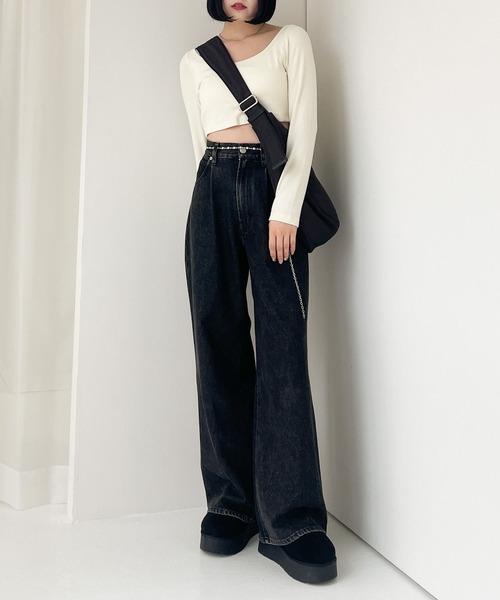 Heather（ヘザー）の「カップ付きバレエネックTEE  989248（Tシャツ/カットソー・レディース・ブラック/アイボリー・FREE）」の3枚目の写真