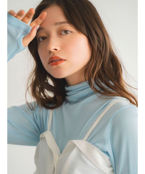 Ungrid（アングリッド）の「ハイネックシアーロングスリーブTee（Tシャツ/カットソー・レディース・ブルー/ブラック/オフホワイト/パープル・FREE）」の8枚目の写真