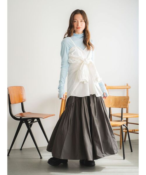 Ungrid（アングリッド）の「ハイネックシアーロングスリーブTee（Tシャツ/カットソー・レディース・ブルー/ブラック/オフホワイト/パープル・FREE）」の12枚目の写真