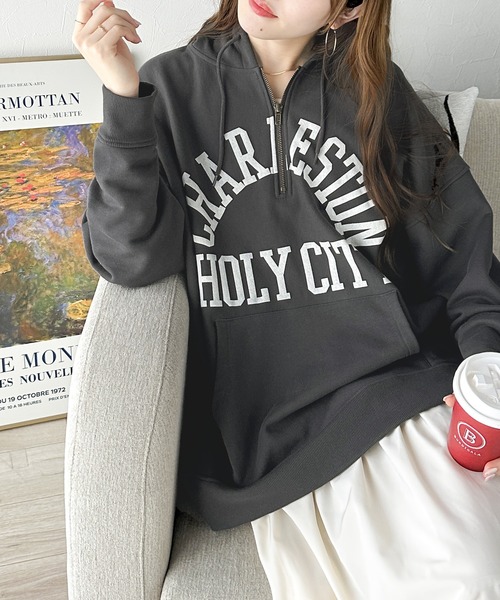 Java（ジャバ）の「《Javaジャバコラボ》コーディネートをぐっと新鮮に。ヴィンテージ風裏毛カレッジパーカー。（パーカー・レディース・アイボリー/チャコールグレー・SMALL/MEDIUM/LARGE/X-LARGE）」の14枚目の写真