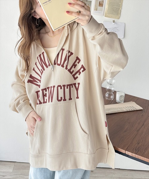 Java（ジャバ）の「《Javaジャバコラボ》コーディネートをぐっと新鮮に。ヴィンテージ風裏毛カレッジパーカー。（パーカー・レディース・アイボリー/チャコールグレー・SMALL/MEDIUM/LARGE/X-LARGE）」の16枚目の写真