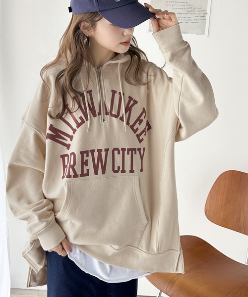 Java（ジャバ）の「《Javaジャバコラボ》コーディネートをぐっと新鮮に。ヴィンテージ風裏毛カレッジパーカー。（パーカー・レディース・アイボリー/チャコールグレー・SMALL/MEDIUM/LARGE/X-LARGE）」の18枚目の写真