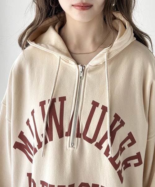 Java（ジャバ）の「《Javaジャバコラボ》コーディネートをぐっと新鮮に。ヴィンテージ風裏毛カレッジパーカー。（パーカー・レディース・アイボリー/チャコールグレー・SMALL/MEDIUM/LARGE/X-LARGE）」の21枚目の写真