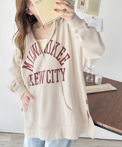 Java（ジャバ）の「《Javaジャバコラボ》コーディネートをぐっと新鮮に。ヴィンテージ風裏毛カレッジパーカー。（パーカー・レディース・アイボリー/チャコールグレー・SMALL/MEDIUM/LARGE/X-LARGE）」の10枚目の写真