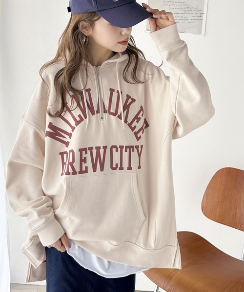 Java（ジャバ）の「《Javaジャバコラボ》コーディネートをぐっと新鮮に。ヴィンテージ風裏毛カレッジパーカー。（パーカー・レディース・アイボリー/チャコールグレー・SMALL/MEDIUM/LARGE/X-LARGE）」の8枚目の写真