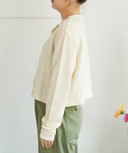 CHILD WOMAN（チャイルドウーマン）の「☆花メッシュジャガード クルーネックショートカーディガン（カーディガン/ボレロ・レディース・ピンク/パープル/ネイビー/アイボリー・FREE）」の18枚目の写真