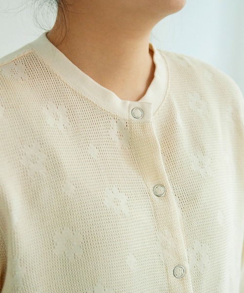 CHILD WOMAN（チャイルドウーマン）の「☆花メッシュジャガード クルーネックショートカーディガン（カーディガン/ボレロ・レディース・ピンク/パープル/ネイビー/アイボリー・FREE）」の9枚目の写真