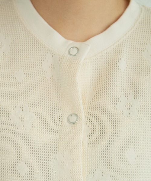 CHILD WOMAN（チャイルドウーマン）の「☆花メッシュジャガード クルーネックショートカーディガン（カーディガン/ボレロ・レディース・ピンク/パープル/ネイビー/アイボリー・FREE）」の8枚目の写真