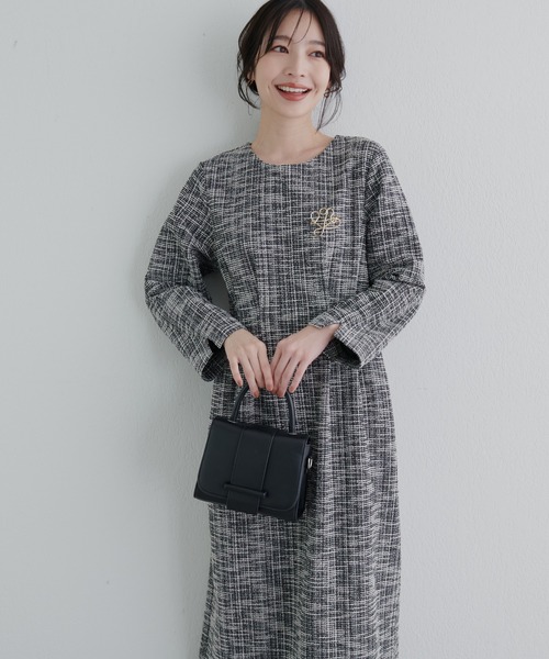 ニットソーツイード2WAYワンピース（ドレス）｜natural couture