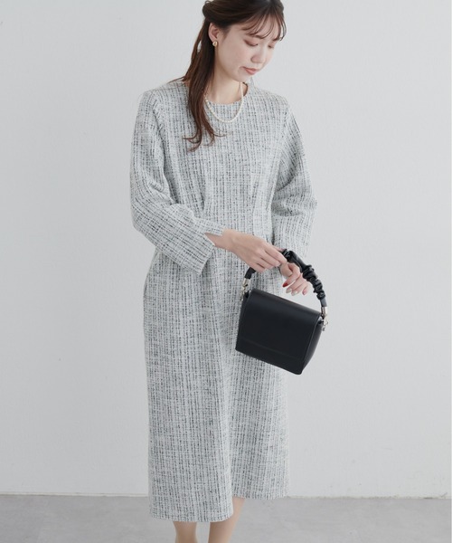 natural couture（ナチュラルクチュール）の「ニットソーツイード2WAYワンピース（ドレス・レディース・ホワイト系その他/ブラック系その他・MEDIUM/LARGE）」の3枚目の写真