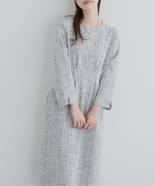 ニットソーツイード2WAYワンピース（ドレス）｜natural couture