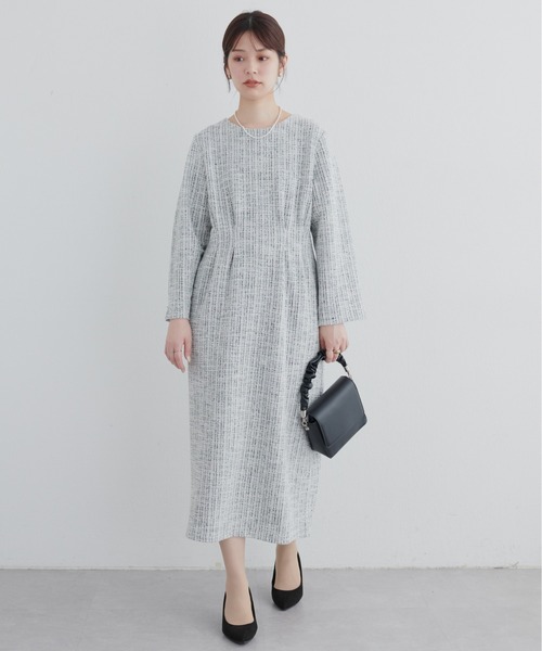 ニットソーツイード2WAYワンピース（ドレス）｜natural couture
