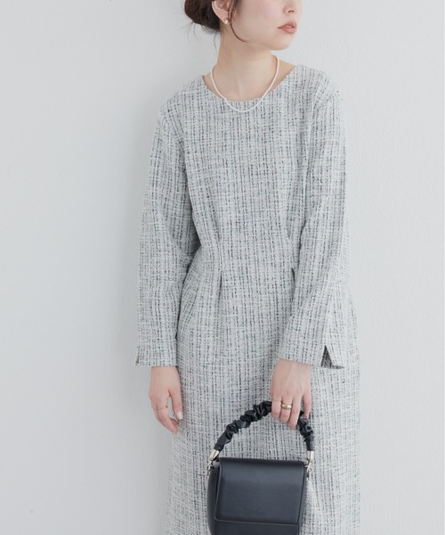 ニットソーツイード2WAYワンピース（ドレス）｜natural couture