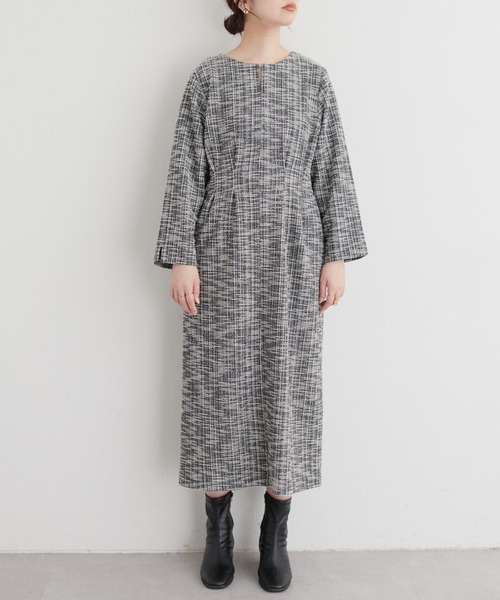 ニットソーツイード2WAYワンピース（ドレス）｜natural couture