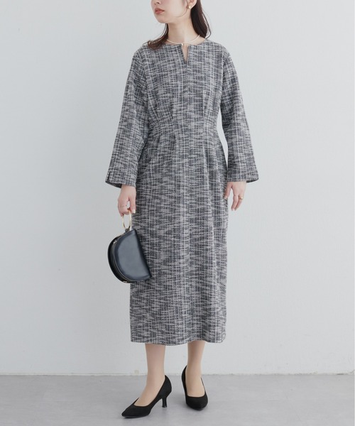 natural couture（ナチュラルクチュール）の「ニットソーツイード2WAYワンピース（ドレス・レディース・ホワイト系その他/ブラック系その他・MEDIUM/LARGE）」の8枚目の写真