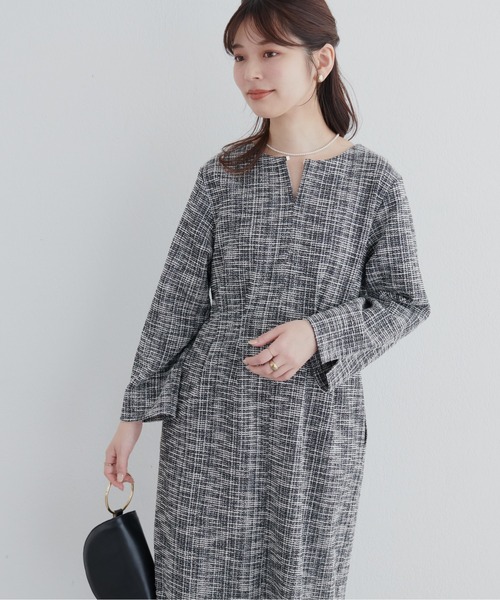 ニットソーツイード2WAYワンピース（ドレス）｜natural couture