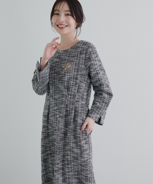 ニットソーツイード2WAYワンピース（ドレス）｜natural couture