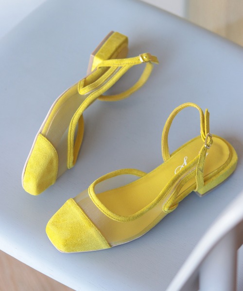 シースルースリングバックローヒールパンプス（パンプス