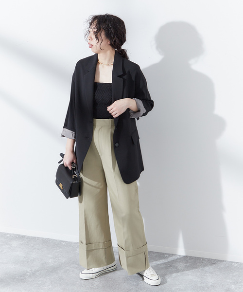 journal standard L'essage（ジャーナルスタンダードレサージュ）の「モスリン テーラージャケット（テーラードジャケット・レディース・ブラック/ベージュ・FREE）」の3枚目の写真