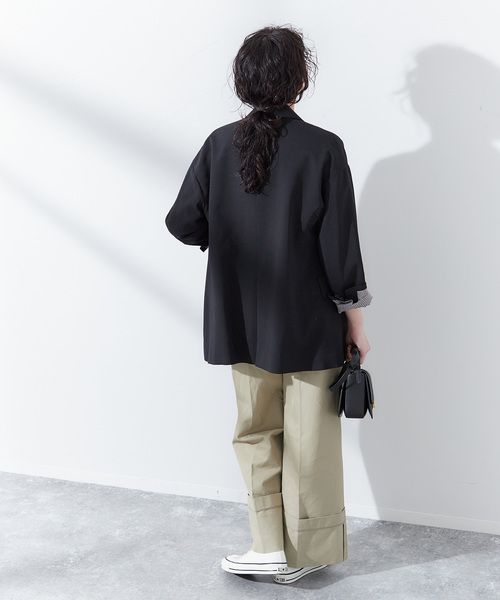 journal standard L'essage（ジャーナルスタンダードレサージュ）の「モスリン テーラージャケット（テーラードジャケット・レディース・ブラック/ベージュ・FREE）」の4枚目の写真