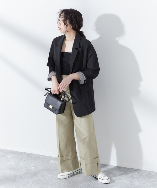 journal standard L'essage（ジャーナルスタンダードレサージュ）の「モスリン テーラージャケット（テーラードジャケット・レディース・ブラック/ベージュ・FREE）」の6枚目の写真