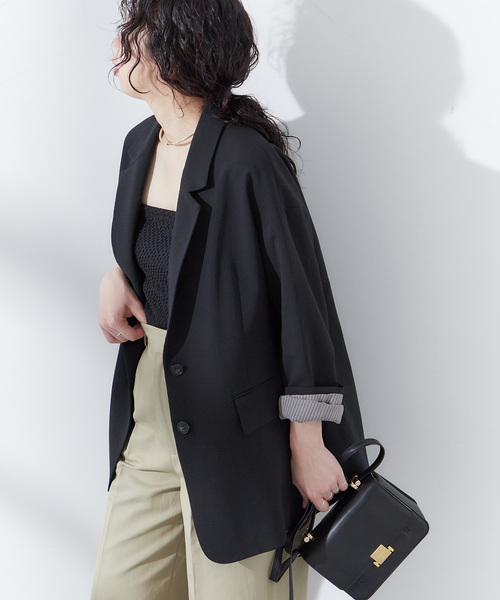 journal standard L'essage（ジャーナルスタンダードレサージュ）の「モスリン テーラージャケット（テーラードジャケット・レディース・ブラック/ベージュ・FREE）」の7枚目の写真