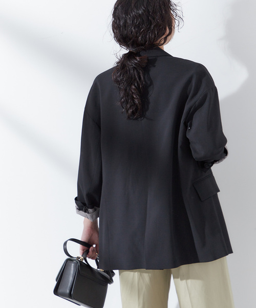 journal standard L'essage（ジャーナルスタンダードレサージュ）の「モスリン テーラージャケット（テーラードジャケット・レディース・ブラック/ベージュ・FREE）」の8枚目の写真