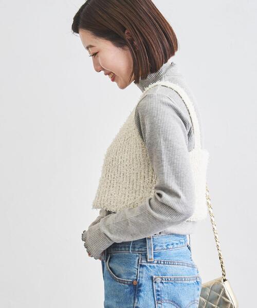 coen(コーエン)の「カールヤーンアゼ編みビスチェ(ニット/セーター・レディース・オフホワイト/ダークグレー/コバルトブルー・FREE)」の5枚目の写真