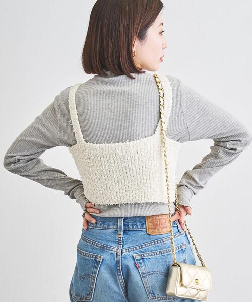 coen(コーエン)の「カールヤーンアゼ編みビスチェ(ニット/セーター・レディース・オフホワイト/ダークグレー/コバルトブルー・FREE)」の6枚目の写真