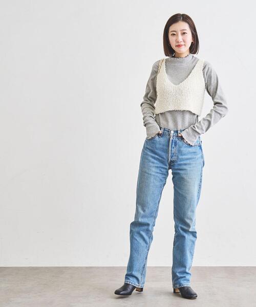 coen(コーエン)の「カールヤーンアゼ編みビスチェ(ニット/セーター・レディース・オフホワイト/ダークグレー/コバルトブルー・FREE)」の9枚目の写真